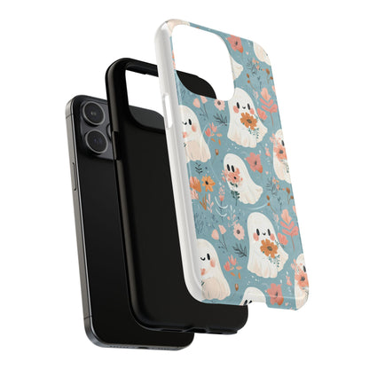Cute Ghost Floral Magnetic Phone Case, Tough Phone Cover, Halloween Gift, Trendy Case for Kids, Unique Cell Phone Accessory