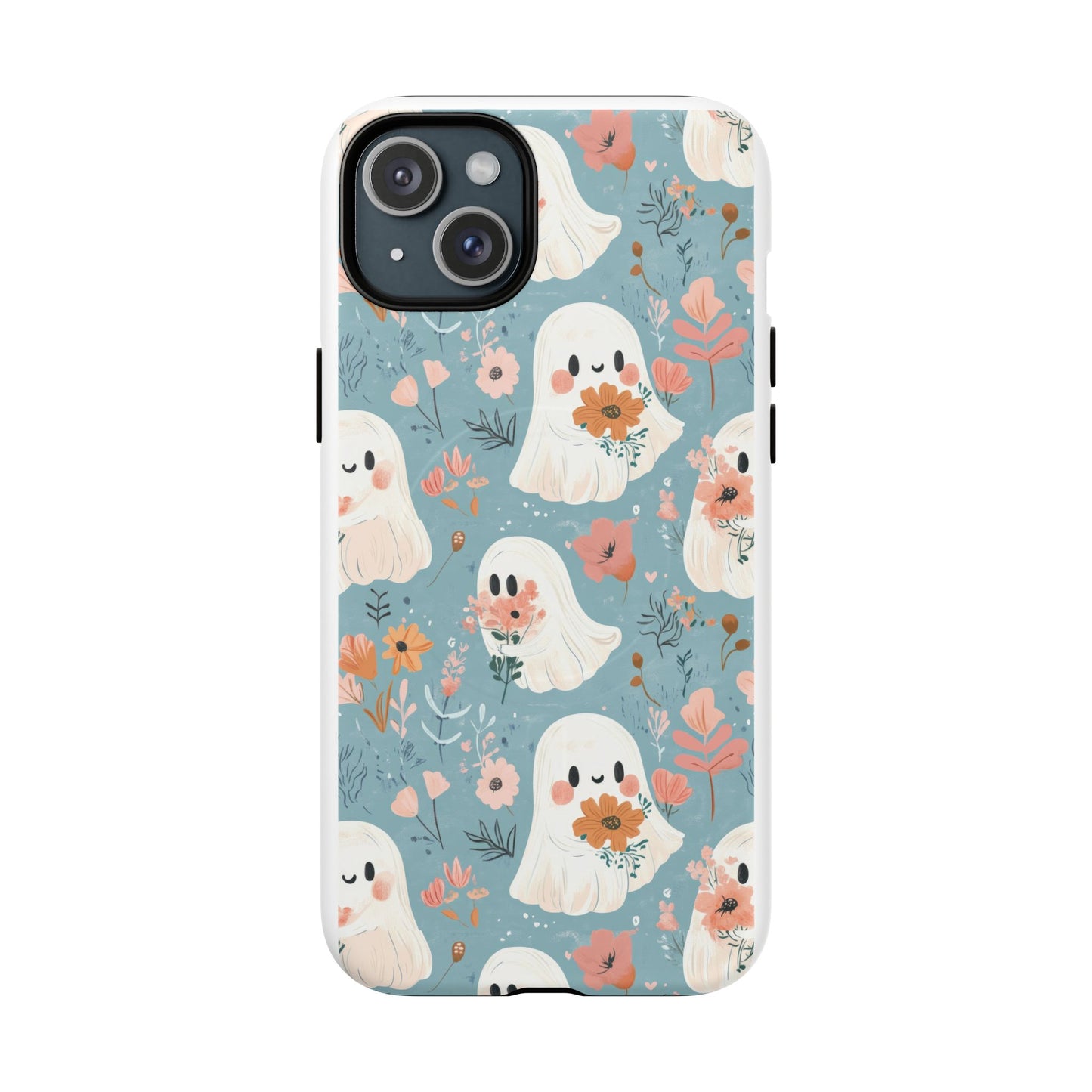 Cute Ghost Floral Magnetic Phone Case, Tough Phone Cover, Halloween Gift, Trendy Case for Kids, Unique Cell Phone Accessory