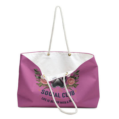 Dog Mom Social Club Weekender Bag - Perfect for Pet Lovers, Travel, Gifts for Dog Moms, Stylish Tote for Dog Owners