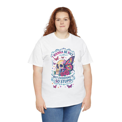 Colorful Skull & Butterfly Graphic Tee - Unique Gift for Halloween, Birthdays, Everyday Wear, Art Lovers, Funny Statement Shirt
