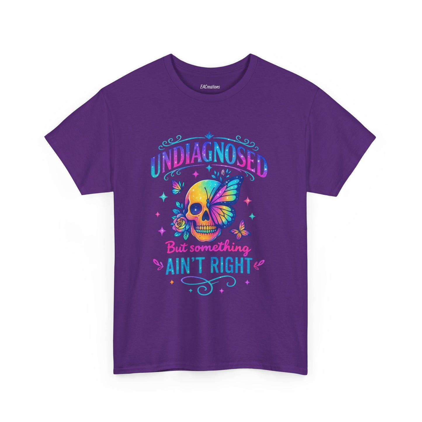 Colorful Undiagnosed Heavy Cotton Tee, Funny T-Shirt, Unique Gift, Mental Health Awareness, Casual Daily Wear, Unisex Apparel