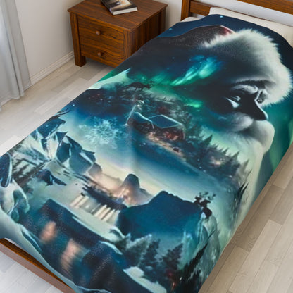 Cozy Christmas Velveteen Plush Blanket, Soft Holiday Throw, Winter Decor, Santa Blanket, Christmas Gift, Warm Home Accessory