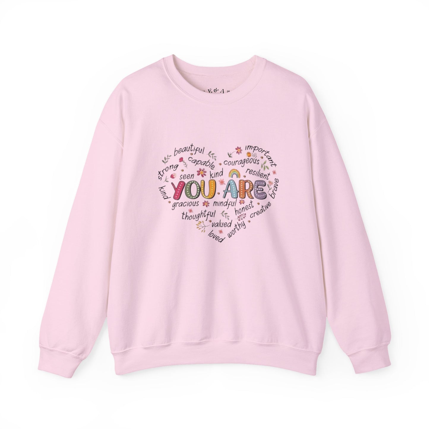Heartfelt Affirmations Crewneck Sweatshirt, Inspirational Gift, Unisex Pullover, Cozy Layer, Thoughtful Gift for Holidays