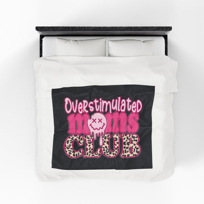 Overstimulated Moms Club Plush Blanket, Cozy Throw for Moms, Perfect Gift for Mother's Day, Snuggly Cuddle Blanket for Relaxation
