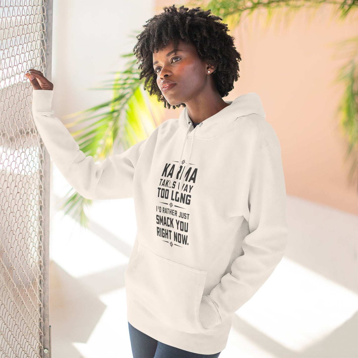 Karma Humor Fleece Hoodie, Funny Sweatshirt for Gift, Cozy Casual Wear, Perfect for Friends, Ideal for Birthdays, Holidays