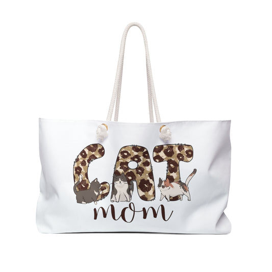 Stylish Cat Mom Weekender Bag - Perfect for Travel, Beach, Overnight Trips, Gifts, and Just for You!