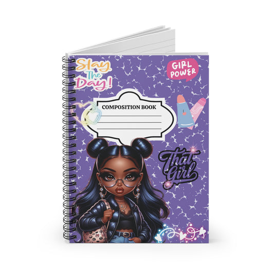 Girl Power Spiral Notebook - Slay The Day! Cute Composition Book for Students, Journaling, Gifts, Back to School, Stationery