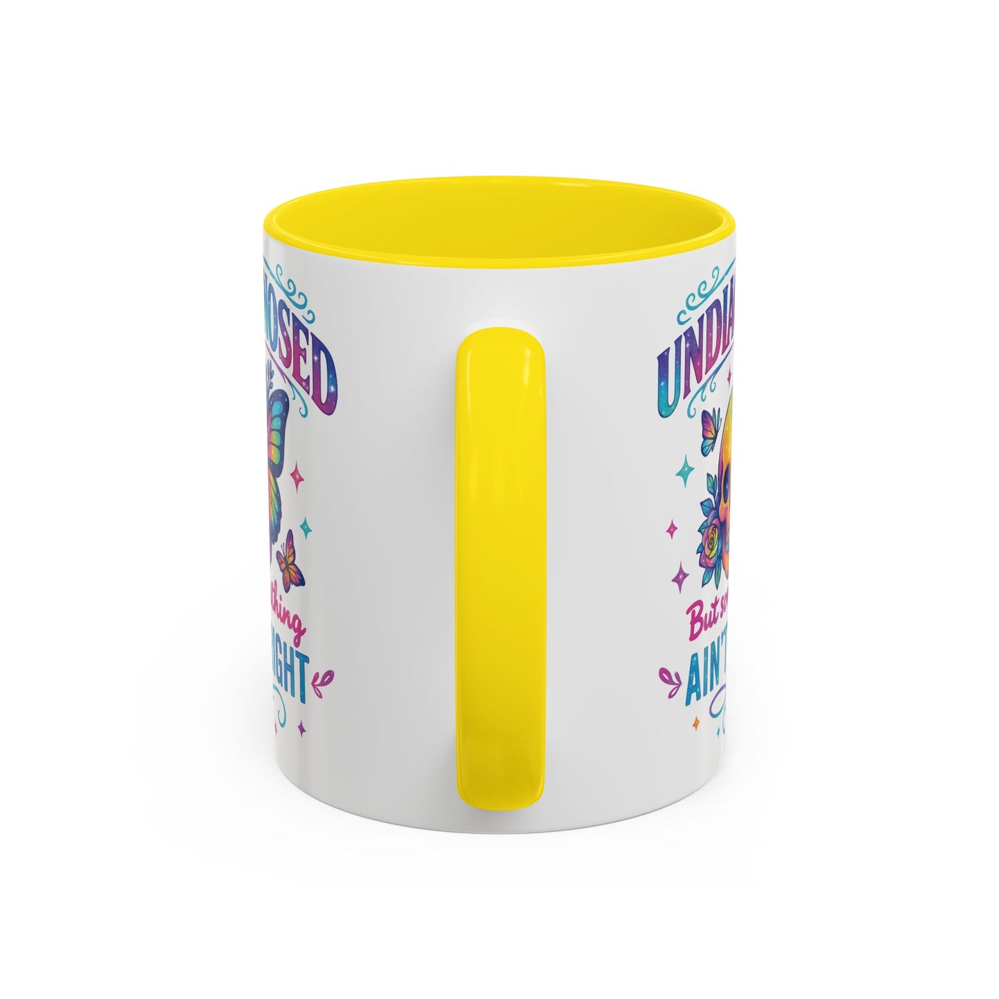 Undiagnosed Vibes Coffee Mug, Bohemian Coffee Cup, Unique Gift for Mental Health Awareness, Colorful Skull Design, Fun Drinking Mug