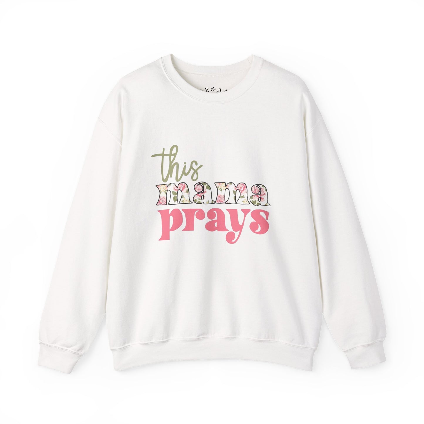 This Mama Prays Crewneck Sweatshirt, Cozy Mom Sweatshirt, Prayer Sweatshirt, Gift for Mom, Mother's Day Apparel, Unisex Sweatshirt