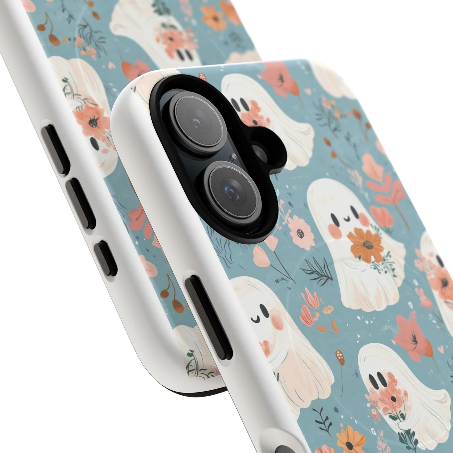 Cute Ghost Floral Magnetic Phone Case, Tough Phone Cover, Halloween Gift, Trendy Case for Kids, Unique Cell Phone Accessory