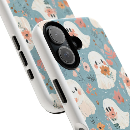 Cute Ghost Floral Magnetic Phone Case, Tough Phone Cover, Halloween Gift, Trendy Case for Kids, Unique Cell Phone Accessory