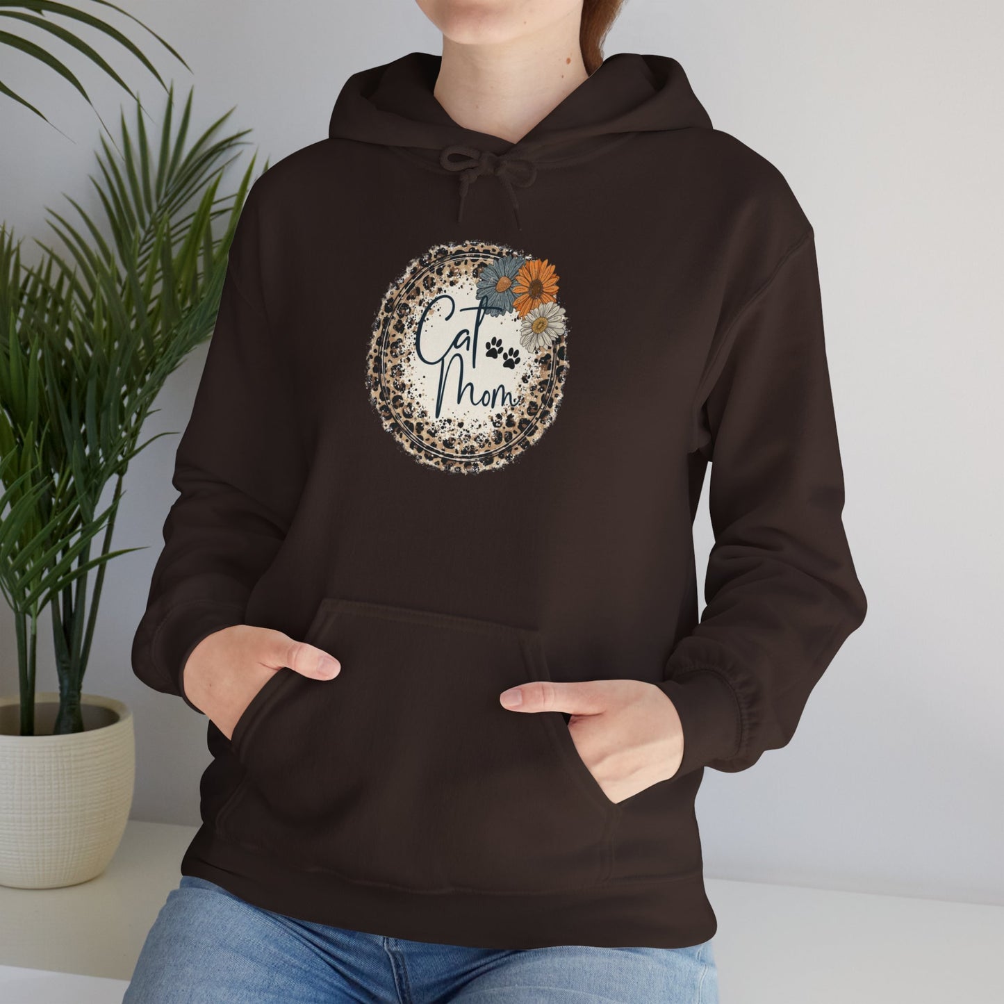 Cozy Floral Cat Mom Sweatshirt, Gift for Mom, Cute Hoodie, Spring Fashion, Relaxed Style, Mother's Day Gift, Casual Wear