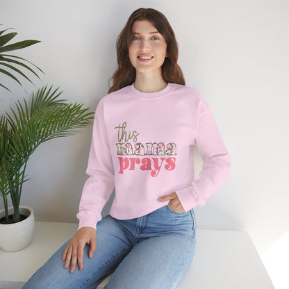 This Mama Prays Crewneck Sweatshirt, Cozy Mom Sweatshirt, Prayer Sweatshirt, Gift for Mom, Mother's Day Apparel, Unisex Sweatshirt