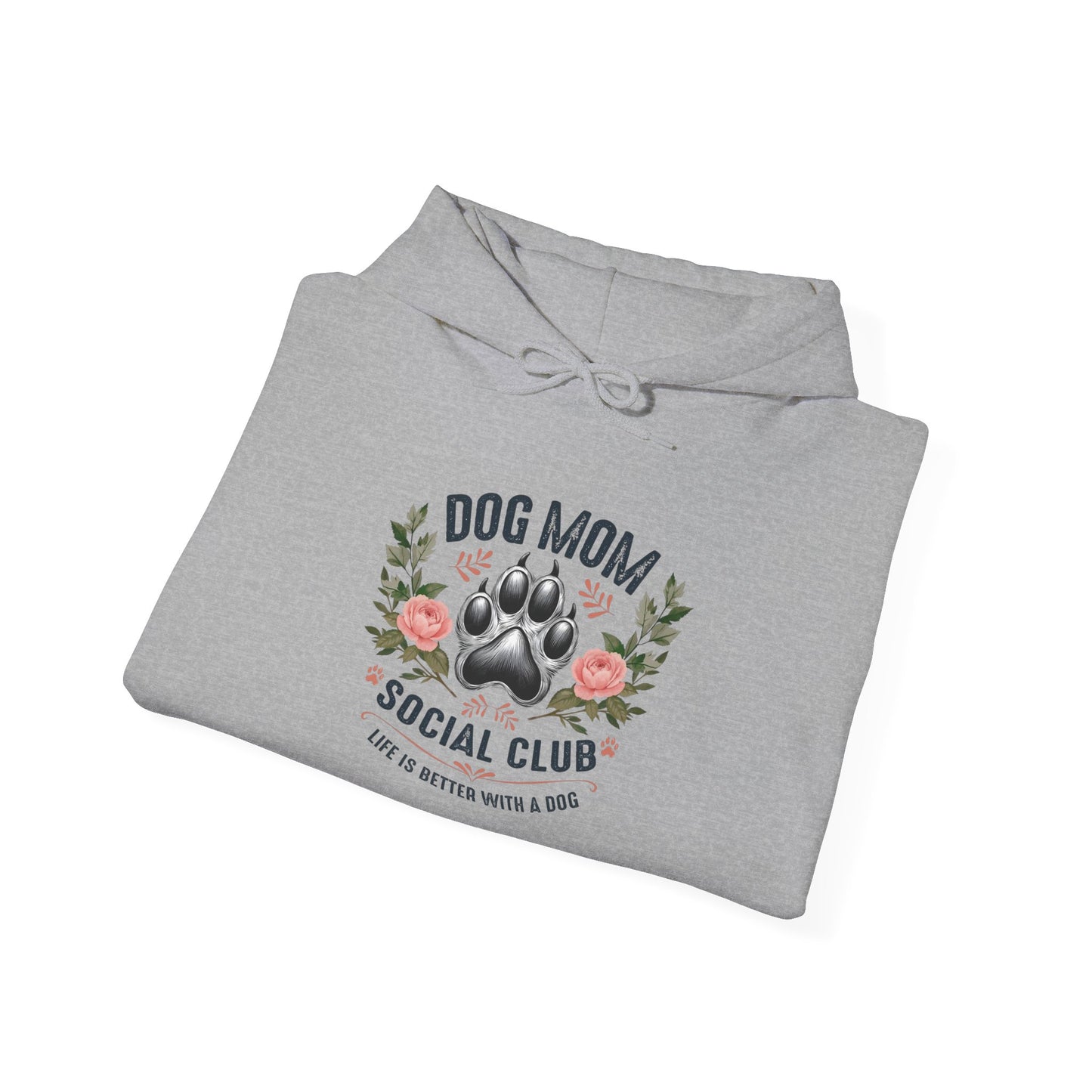 Dog Mom Social Club Hoodie, Casual Sweatshirt for Dog Lovers, Gift for Pet Owners, Cozy Hoodie for Dog Moms, Perfect Dog Lover Gift
