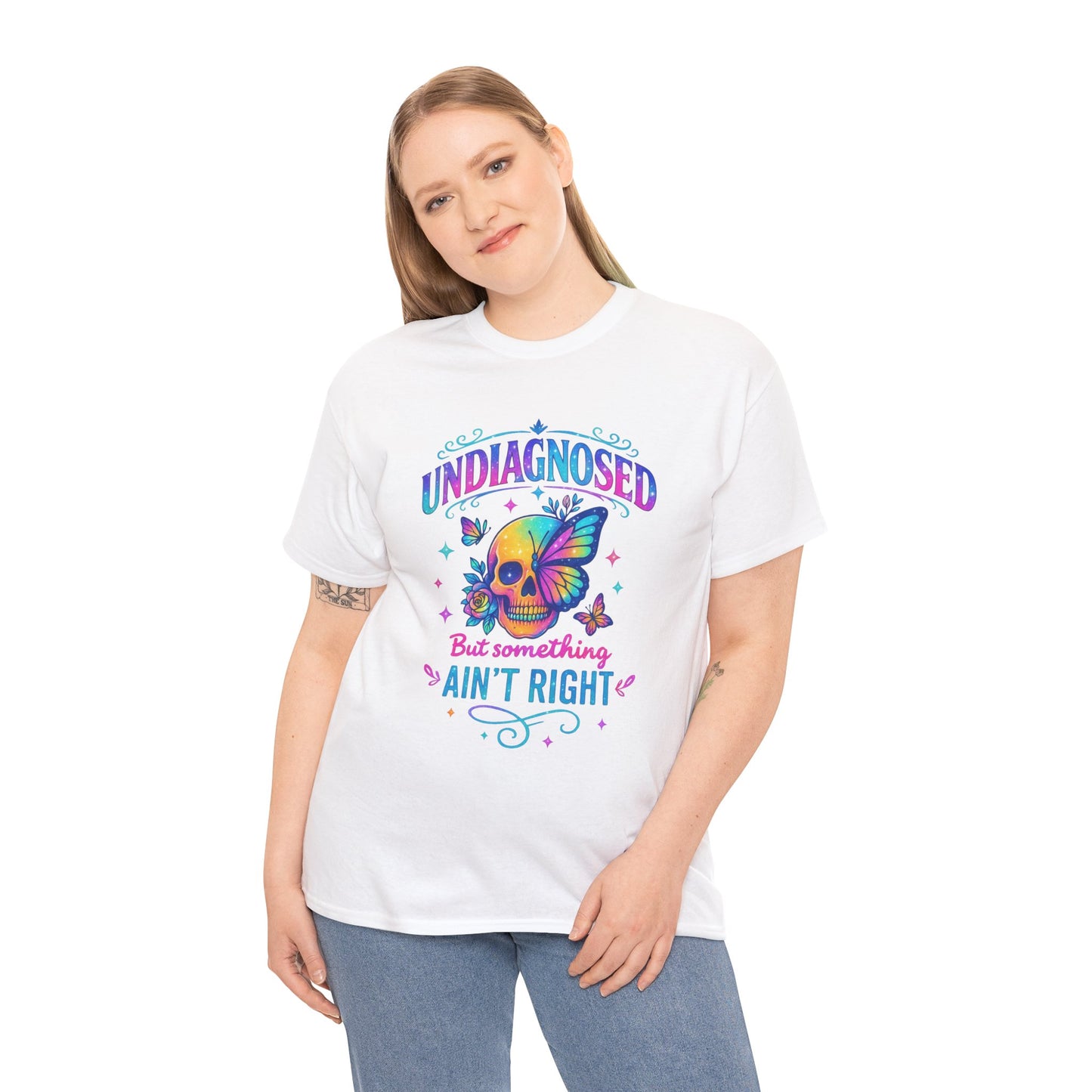 Colorful Undiagnosed Heavy Cotton Tee, Funny T-Shirt, Unique Gift, Mental Health Awareness, Casual Daily Wear, Unisex Apparel