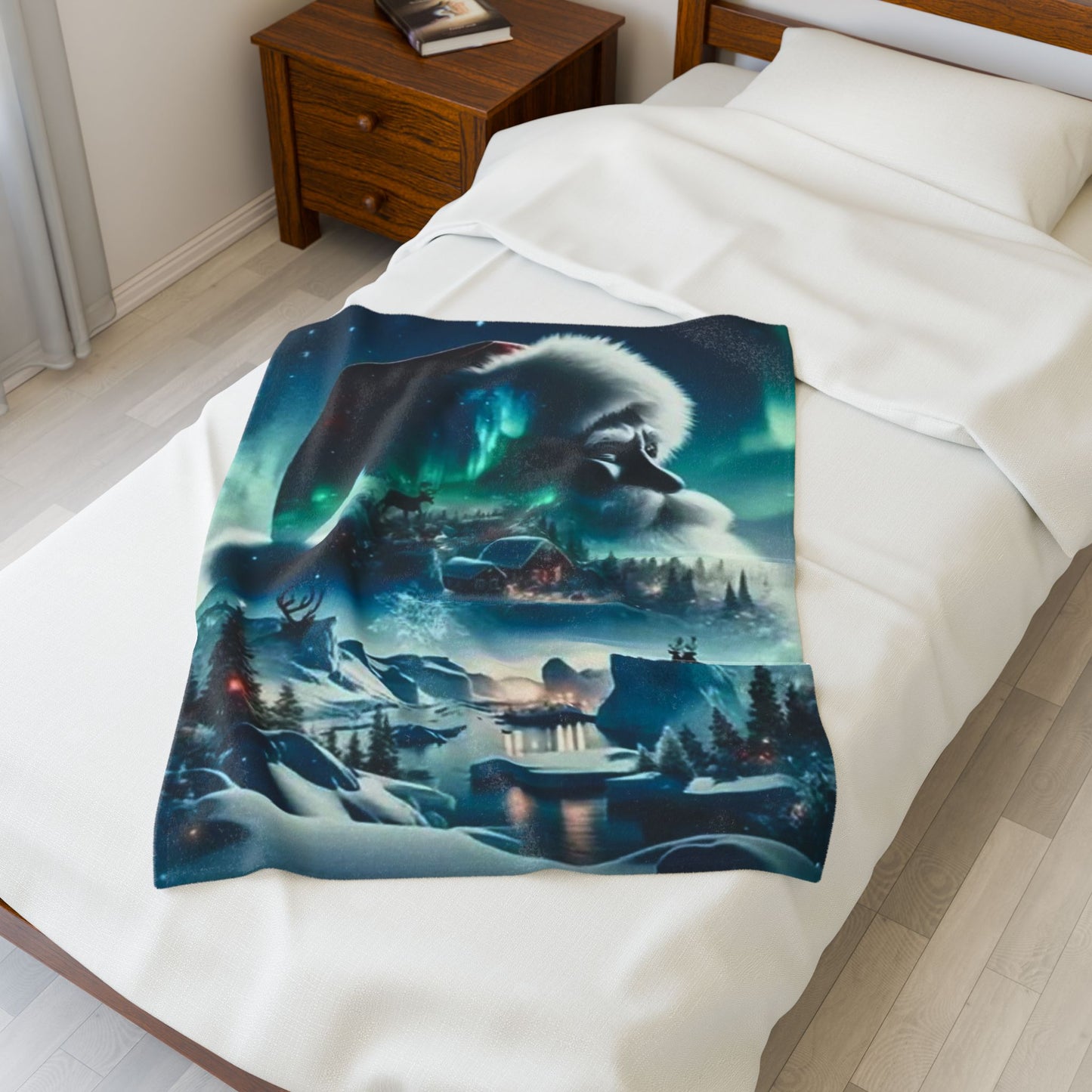 Cozy Christmas Velveteen Plush Blanket, Soft Holiday Throw, Winter Decor, Santa Blanket, Christmas Gift, Warm Home Accessory