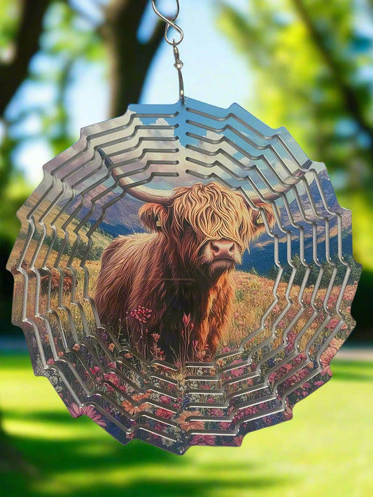 Highland cow 8" wind spinner