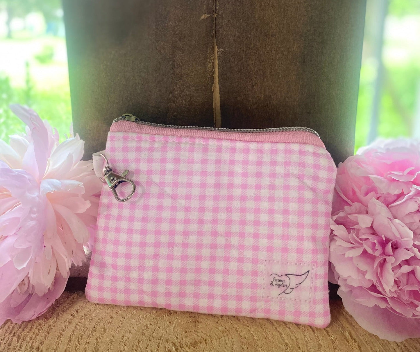 Pink Gingham Keychain wallet
