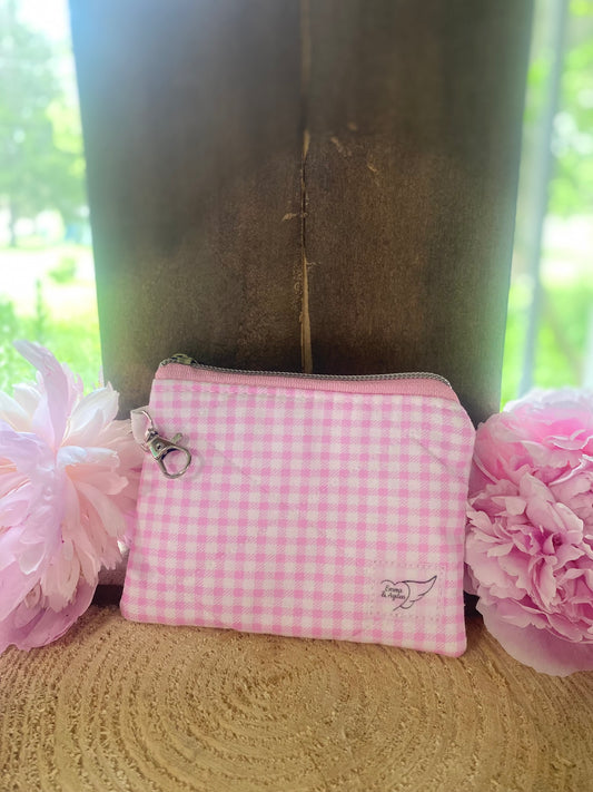 Pink Gingham Keychain wallet