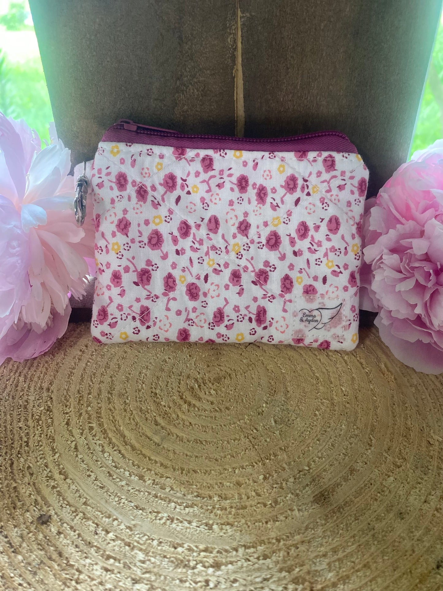 Tiny Purple flower Keychain wallet (Limited edition fabric)