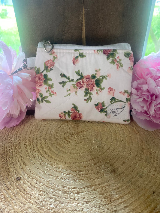 Pink Rose Keychain wallet (Limited Edition fabric)
