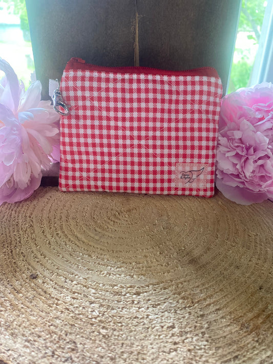 Red Gingham keychain wallet