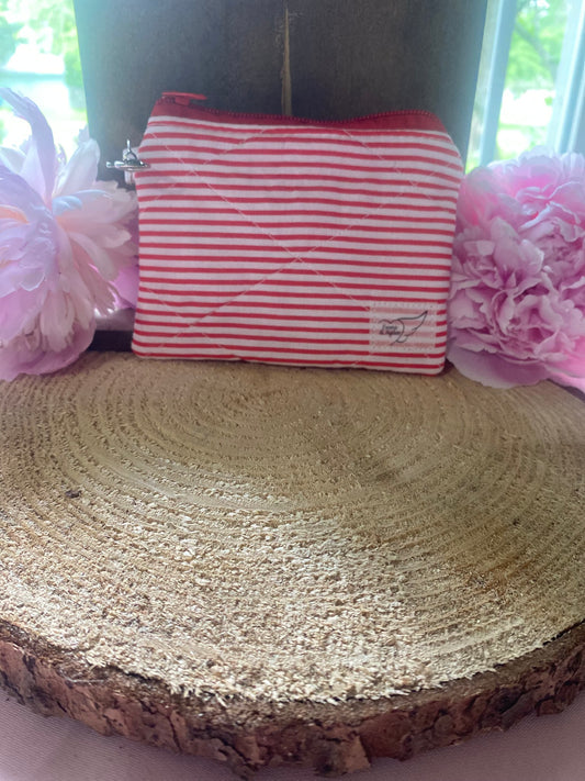 Red & white stripe Keychain wallet (Limited Edition Fabric)