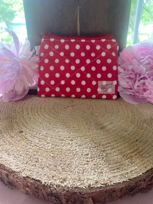 Red & White Polka Dot Keychain wallet