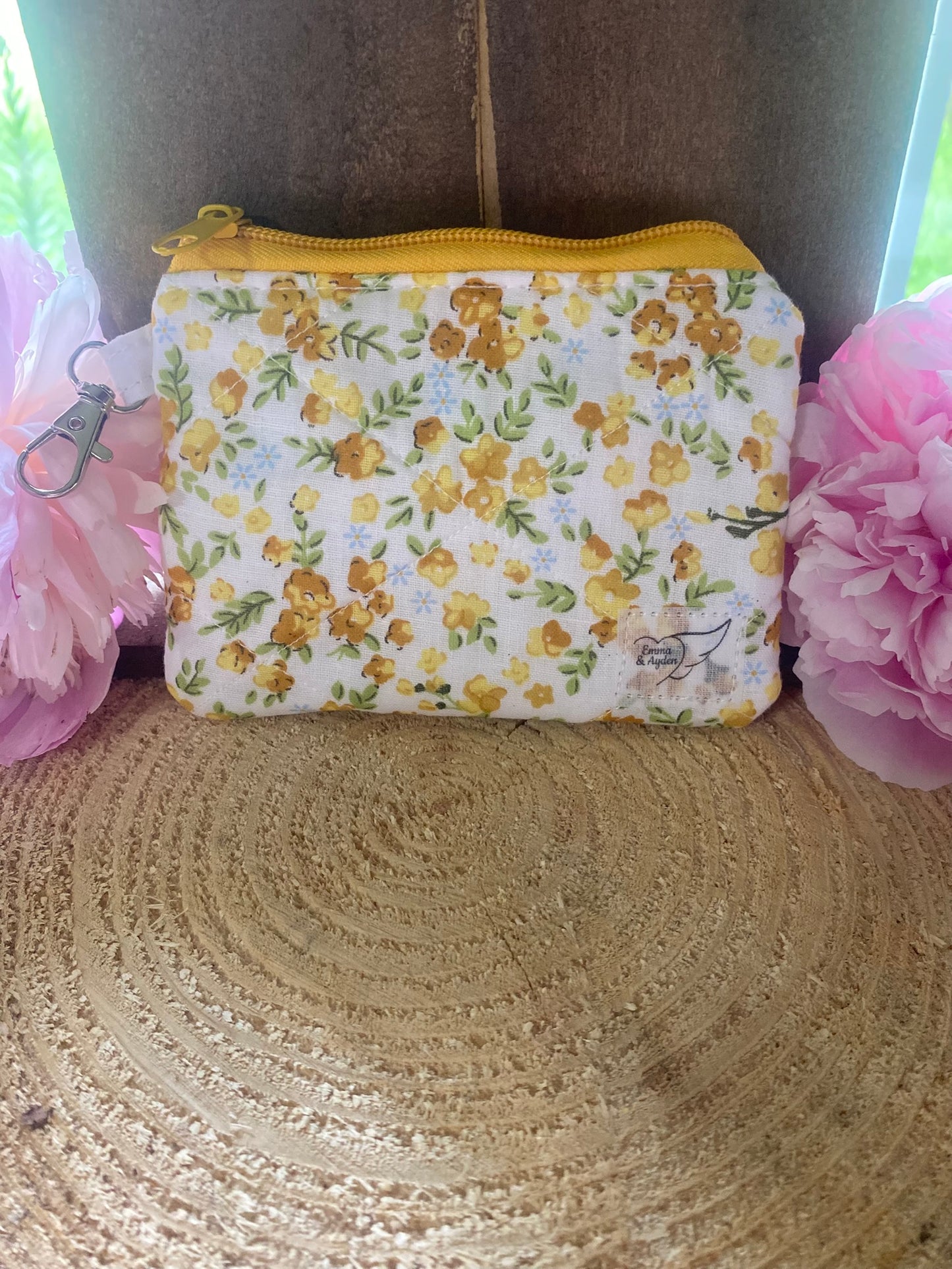 Yellow & Blue Flower Keychain wallet (limited edition fabric)