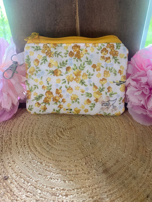 Yellow & Blue Flower Keychain wallet (limited edition fabric)