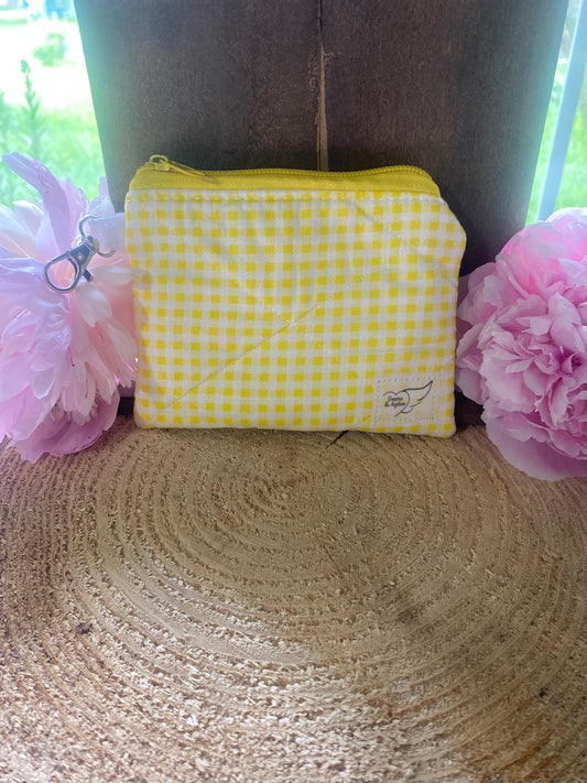 Yellow Gingham Keychain Wallet
