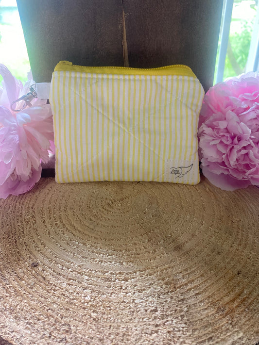Yellow & White Stripped Keychain Wallet (Limited Edition Fabric)