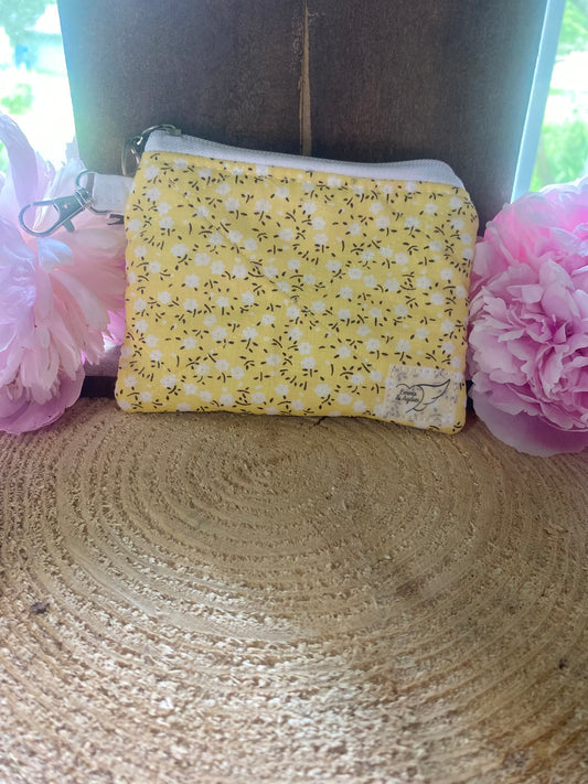 Yellow with White floral Keychain wallet (Limited Edition Fabric)