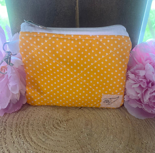 Dark Yellow & White polka dot Keychain wallet (Limited Edition Fabric)