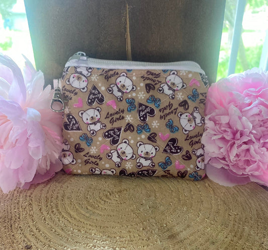 Brown Floral Keychain Wallet (limited Edition fabric)