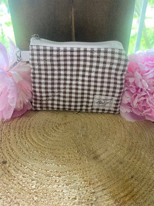 Brown Gingham Keychain Wallet