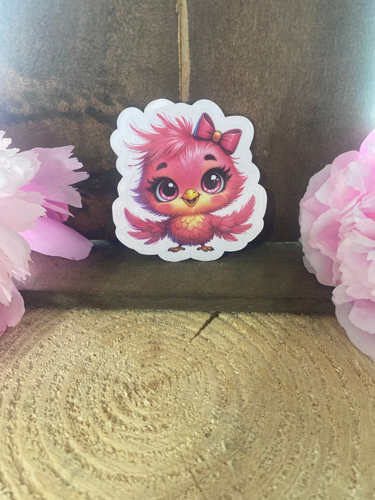 Pink happy bird sticker