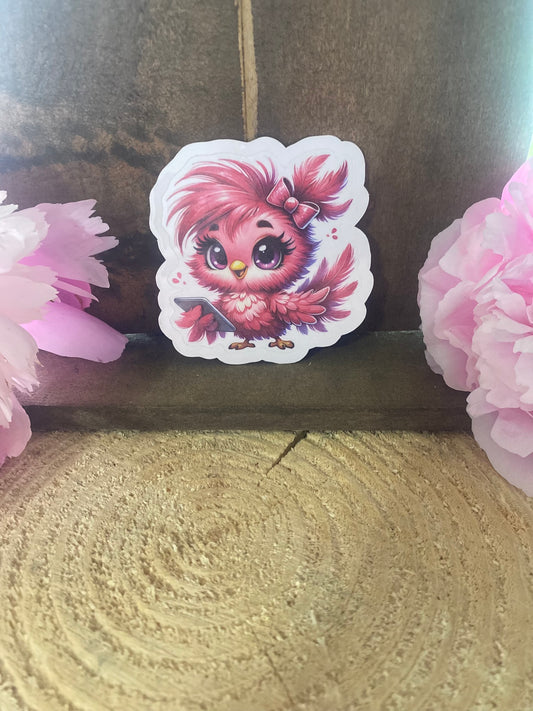 Pink Happy Bird sticker