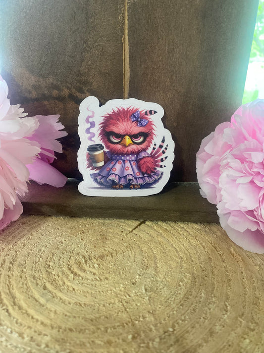 Pink Grumpies coffee sticker
