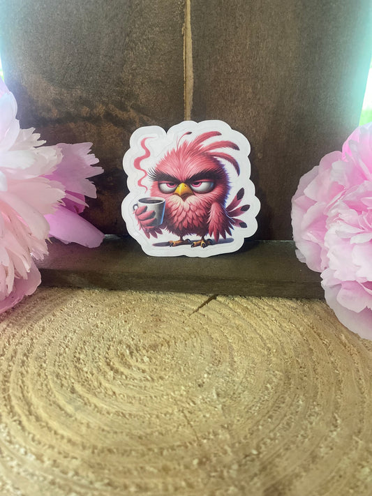 Pink Grumpies coffee sticker