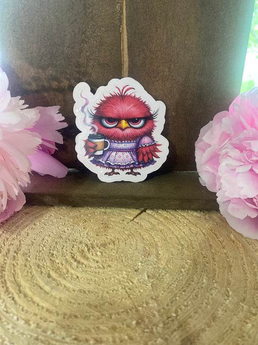 Pink Grumpies coffee sticker