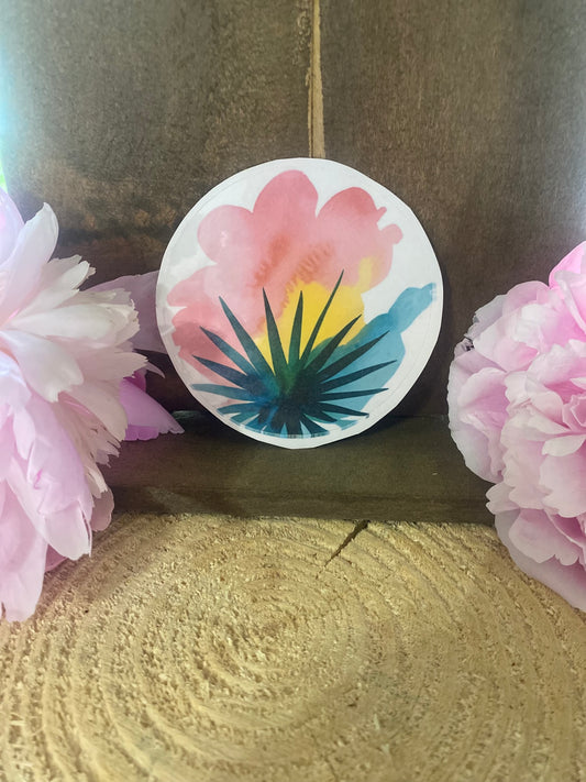 Water color sun and plant sticker