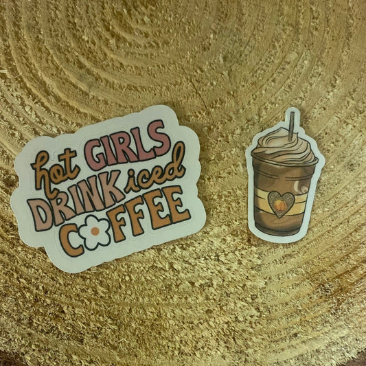 Hots girls drink Iced Coffee sticker set