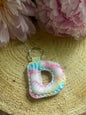 Letter D tie dye faux leather key chain