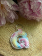 Letter G tie dye faux leather key chain