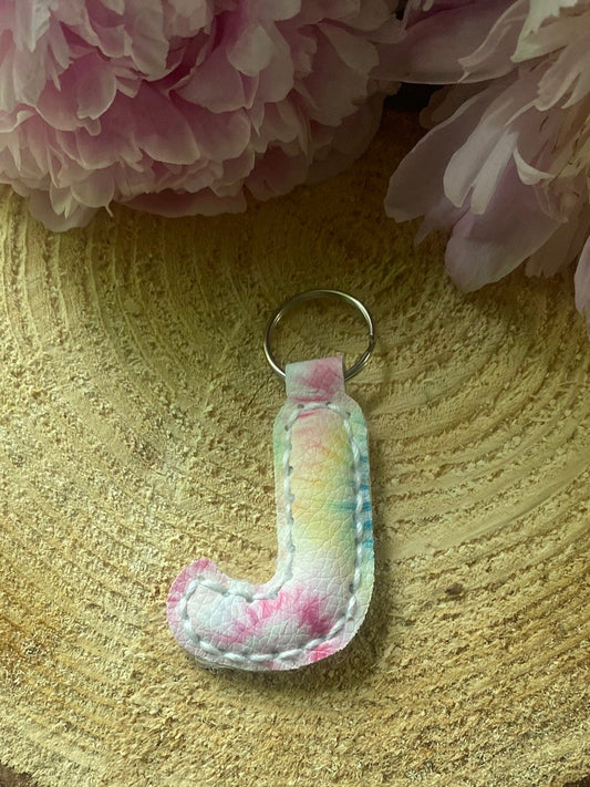 Letter J tie dye keychain