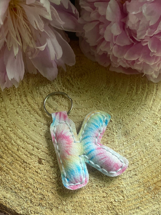 Letter K tie dye keychain