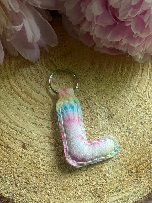 Letter L tie dye key chain