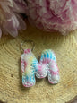 Letter M tie dye leather key chain