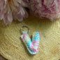 Letter V tie dye faux leather Key chain